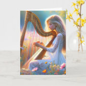 女遊は花でハープ カード (黄色い花)