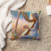 女遊は花でハープ クッション (ブランケット)