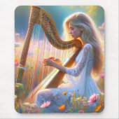 女遊は花でハープ マウスパッド (正面)