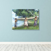 "女運の子のカヌー" - John LaFarge キャンバスプリント (インサイチュ (ウッドフロア))