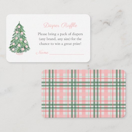 女頭が切れる子おむつラッフル用ベビーシャワー エンクロージャーカード (正面/裏面)