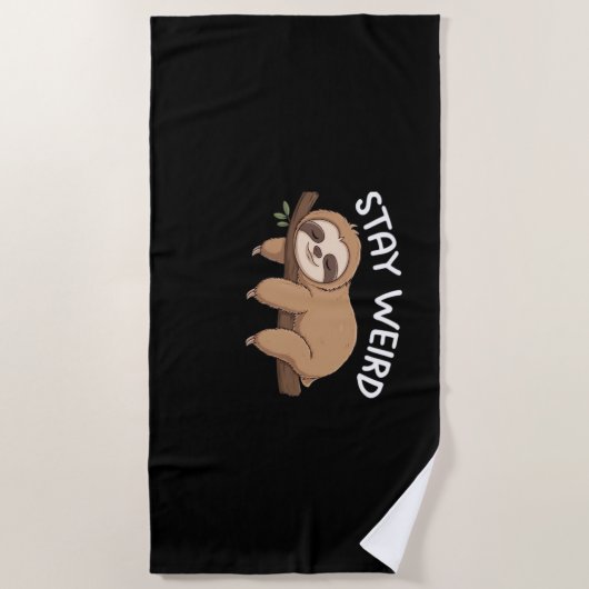 女風変わり性の動物愛好家におもしろい対して怠ける ビーチタオル (正面)