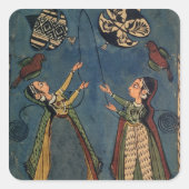 女飛んでいるの子の凧，クルフォーク絵画ズ，ヒマチャルP スクエアシール (正面)