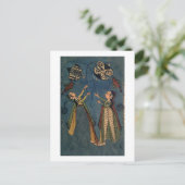 女飛んでいるの子の凧,クルフォーク絵画ズ,ヒマチャルP ポストカード (スタンド正面)