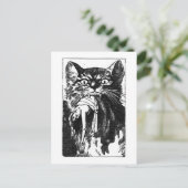 女食べ物の猫 ポストカード (スタンド正面)