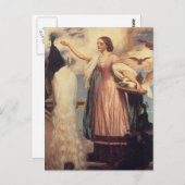 女食べ物を与え子 ポストカード (正面/裏面)