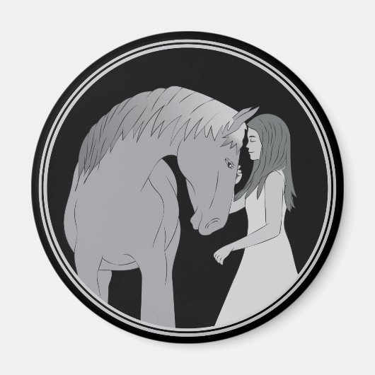 女馬の馬の馬の馬乗り マグネット (正面)