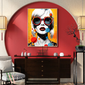 女鮮やかのポップ・アートの芸術 ポスター