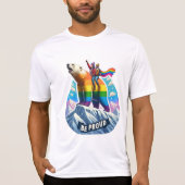 女鮮やかの子と山に止まるシロクマ Tシャツ (正面)