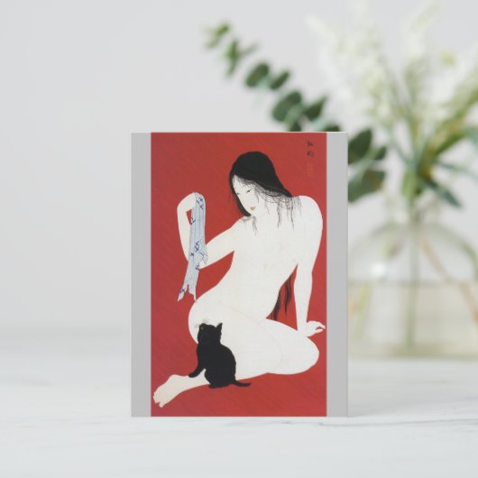 女黒猫・高橋松亭 ポストカード (スタンド正面)