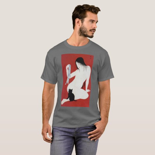 女黒猫・高橋松亭 Tシャツ (正面フル)