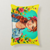 女10代のの子の美学 – フローラ漫画ポートレート アクセントクッション (正面(垂直))