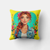 女10代のの子の美学 – フローラ漫画ポートレート クッション (裏面)