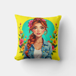 女10代のの子の美学 – フローラ漫画ポートレート クッション