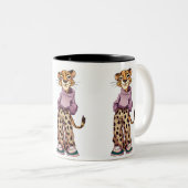 女10代のの子タイガー私のマグおもしろい ツートーンマグカップ (正面右)