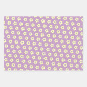 女10代のの子パステルイエローパープル波市松模様に状花 ラッピングペーパーシート (正面2)
