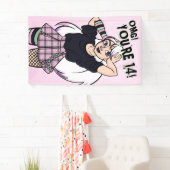 女10代のの子ピンク漫画パンク14誕生日 横断幕 (インサイチュ)