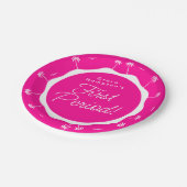 女10代のの子ホットピンク夏の第1期パーティー ペーパープレート (アングル)