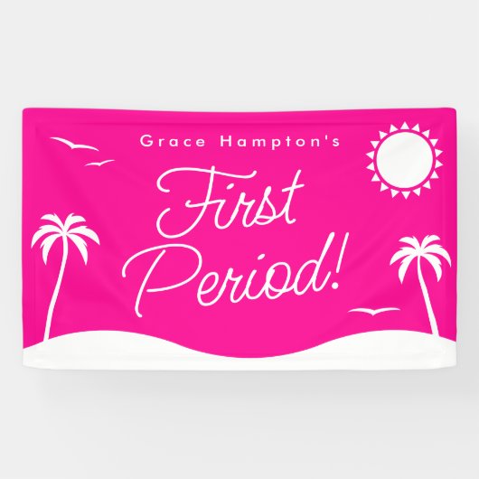 女10代のの子ホットピンク夏の第1期パーティー 横断幕 (横)