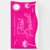 女10代のの子ホットピンク夏の第1期パーティー 横断幕 (縦)