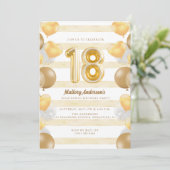 女10代のの子金ゴールドバルーン18th誕生日パーティー 招待状 (スタンド正面)