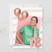 女10代のの子18th誕生日パーティーの写真 招待状 (正面)