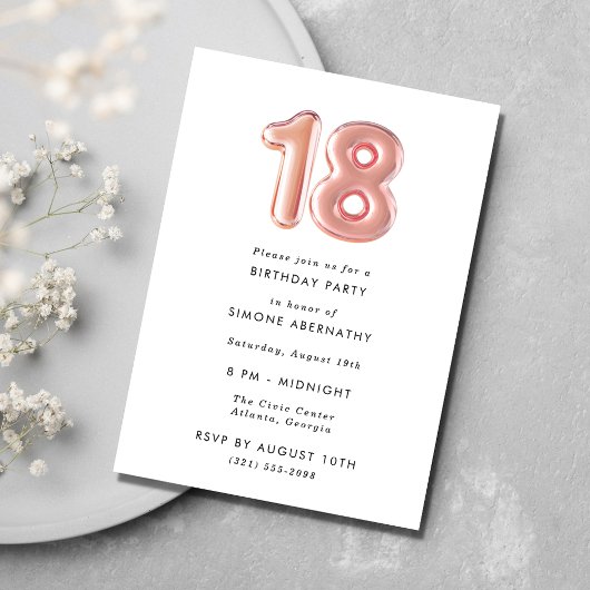 女10代のの子18th誕生日パーティーの写真 招待状