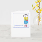 女10代の子頭が切れる誕生日 カード (黄色い花)