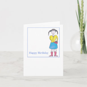 女10代の子頭が切れる誕生日 カード