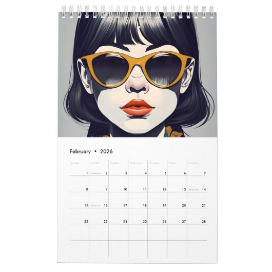 女 カレンダー (2月 2026)