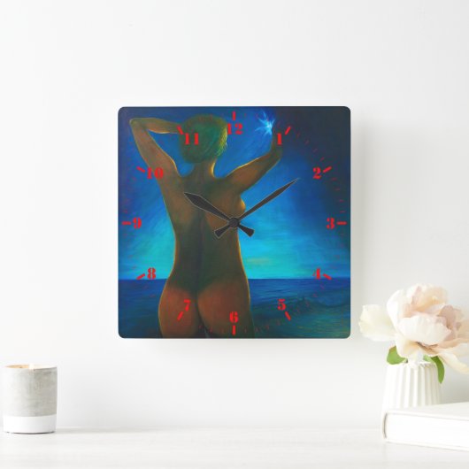 女 スクエア壁時計 (ホーム)