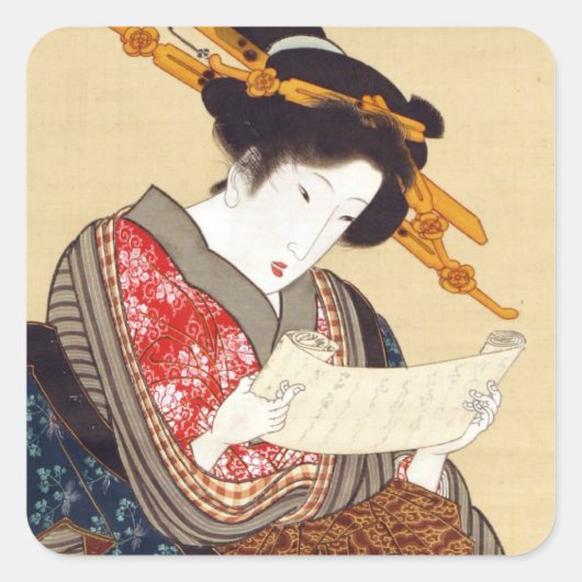 女,国貞女性,国貞,浮世絵 スクエアシール (正面)