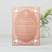 女 確認 ローズゴールド ホワイト エレガント ヴィンテージ 招待状 (スタンド正面)