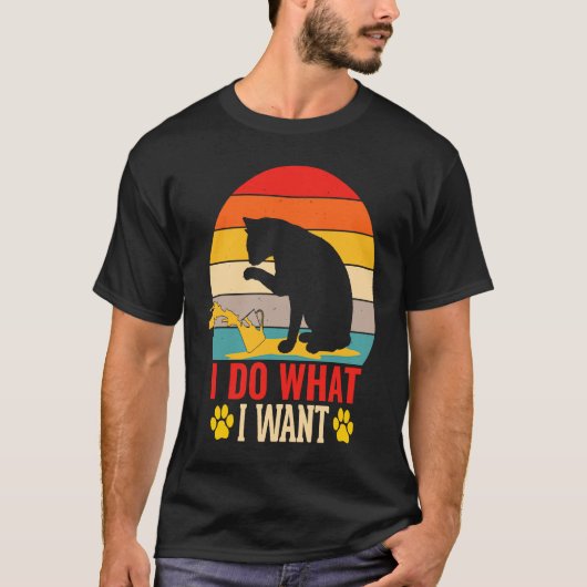 好きなことをする めがね猫 Tシャツ (正面)