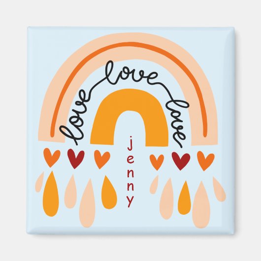 "好きなことをする"引用文ブラウンレトロボホレインボー マグネット (正面)