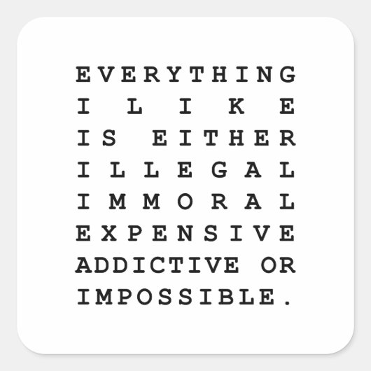 好きなものすべて スクエアシール (正面)