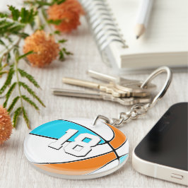 好きなチームカラーとジャージ番号のバスケットボール キーホルダー