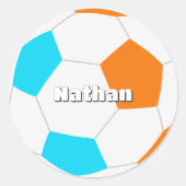 好きなチームカラーの少年少女サッカーデザイン ラウンドシール (正面)
