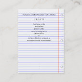 好きなノート無作為な愛のノート 名刺 (裏面)