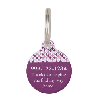 好きな色を選べるハーレクイン ダイヤモンド パターン ペット　ネームタグ