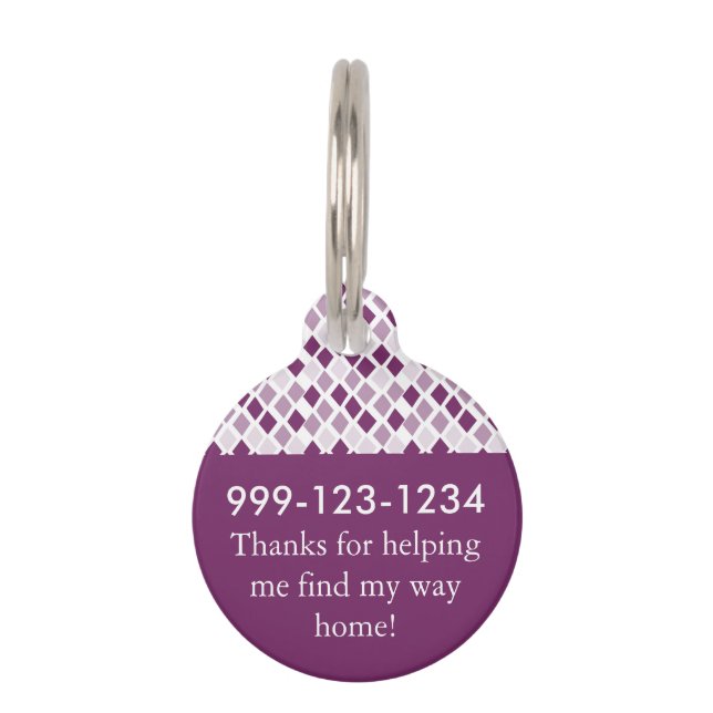 好きな色を選べるハーレクイン ダイヤモンド パターン ペット　ネームタグ (裏面)