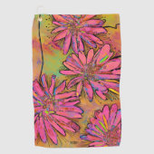 「好き得な人」ピンクデイジーゴルフタオル ゴルフタオル (正面)