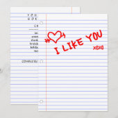 好き：ノート紙 招待状 (正面/裏面)