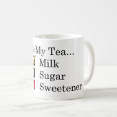 好き…ミルク付きのお茶と1糖コーヒーマグ コーヒーマグカップ (正面右)