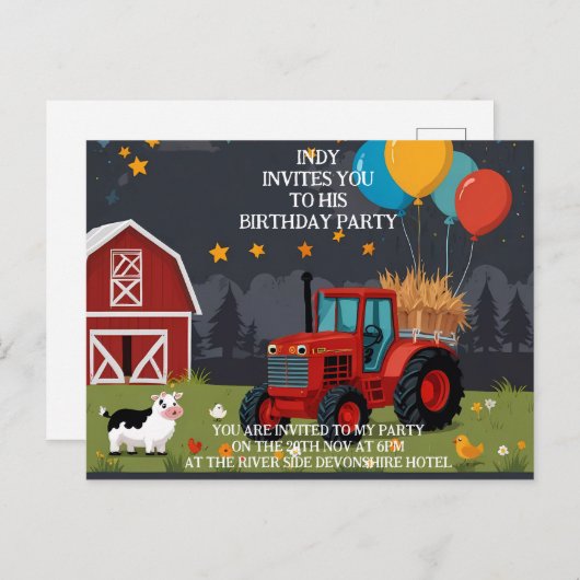 好みに合わせてカスタマイズできるパーティの招待状 案内ポストカード (正面/裏面)