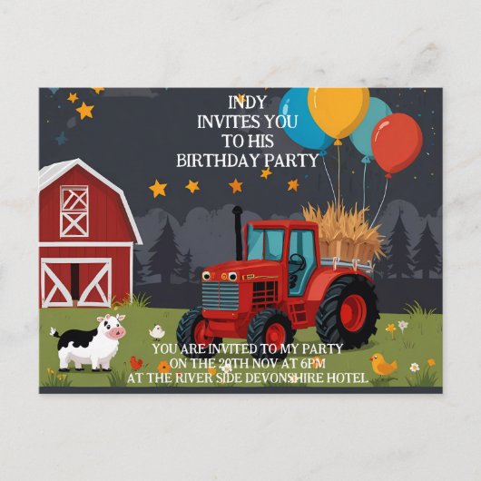 好みに合わせてカスタマイズできるパーティの招待状 案内ポストカード (正面)