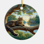 好奇なタビー猫の記念品 セラミックオーナメント (正面)