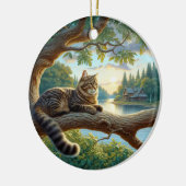 好奇なタビー猫の記念品 セラミックオーナメント (左)