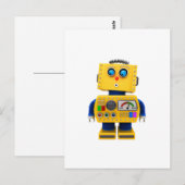 好奇な玩具ロボットが下を見ている ポストカード (正面/裏面)