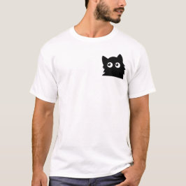 好奇な黒猫のキュートなミニマル猫デザイン Tシャツ